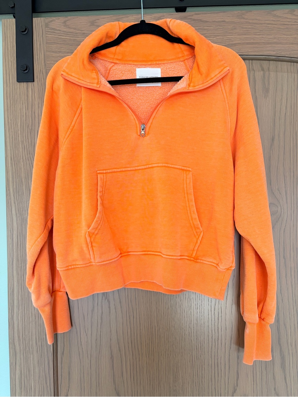 Women's Orange Half-Zip Pullover Sweatshirt - Casual Cozy Top